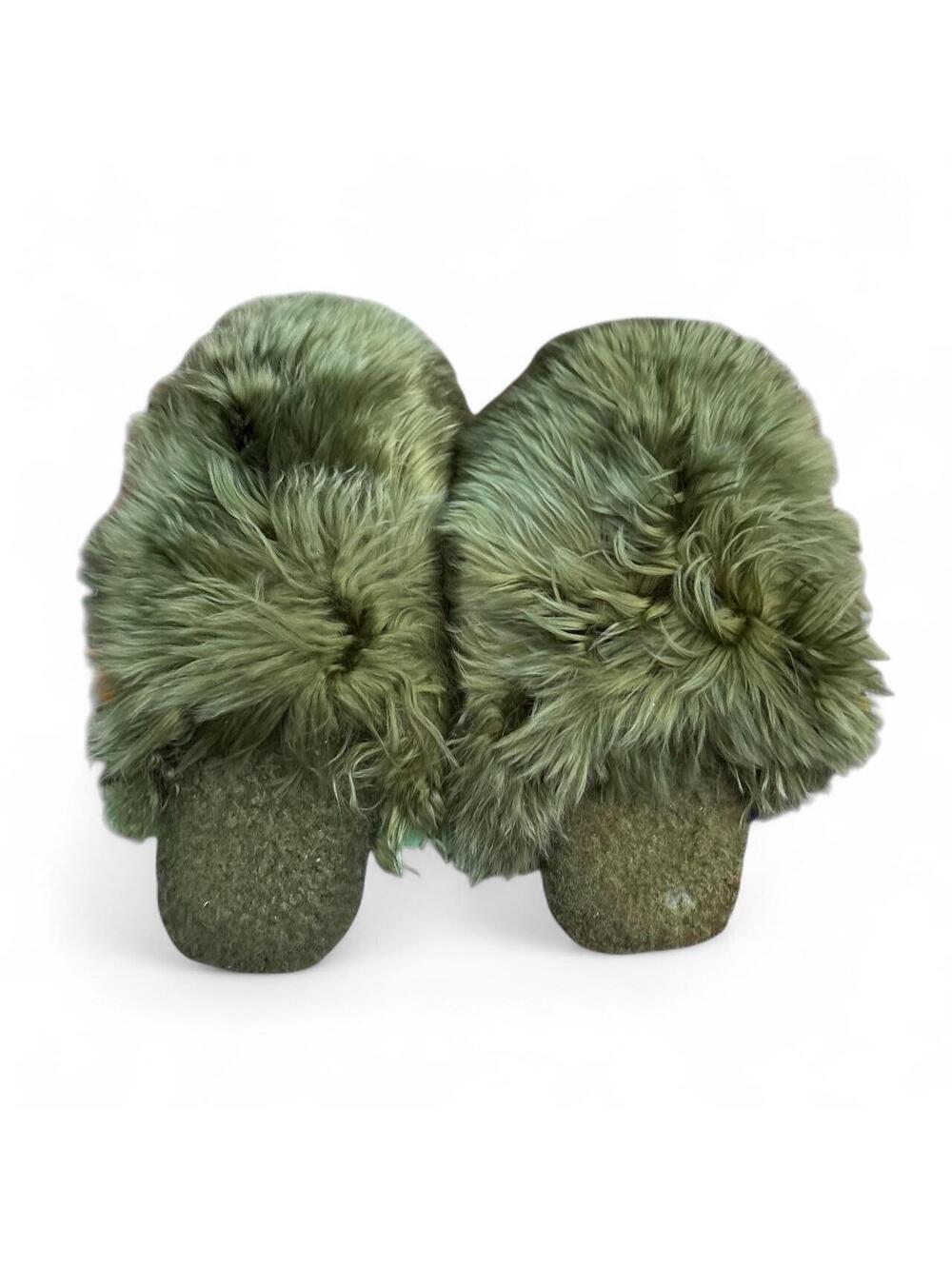 Artisan Crafted Women's Khaki and Green Slipper